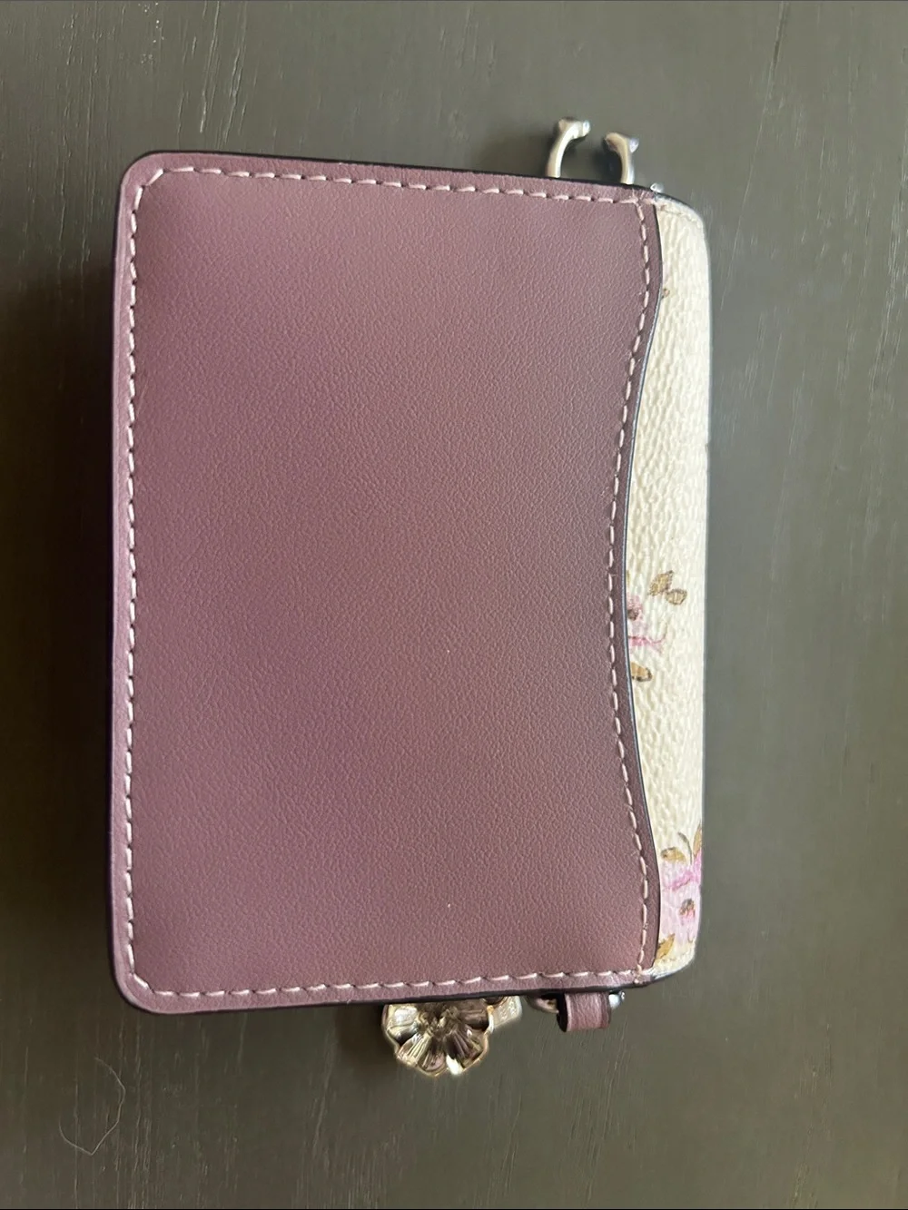COACH Pink Pebbled Leather Card Case & Cream Floral Card Holder Set